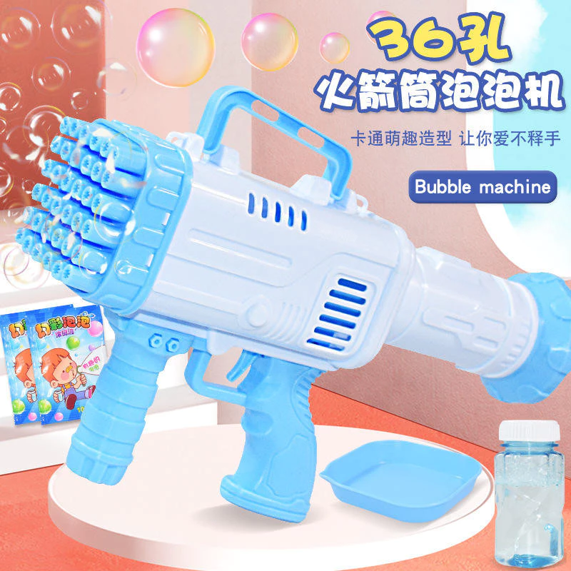 Súng bong bóng Bazooka điện 36 lỗ 3392 Mô phỏng điện Đồ chơi trẻ em vuông ngoài trời w