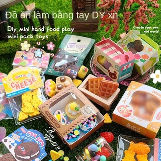 Mr.toys Trẻ Em DIY Mini Tay Làm Đồ Chơi Thực Phẩm Chất Liệu Gói Bộ Pinch Trang Trí Thu Nhỏ Bánh Cô Gái