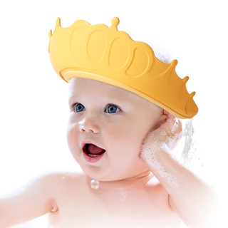 MŨ GỘI ĐẦU chắn nước bảo vệ tai và mắt hình vương miện, nón tắm có thể điều chỉnh vòng đầu, chất liệu cao cấp