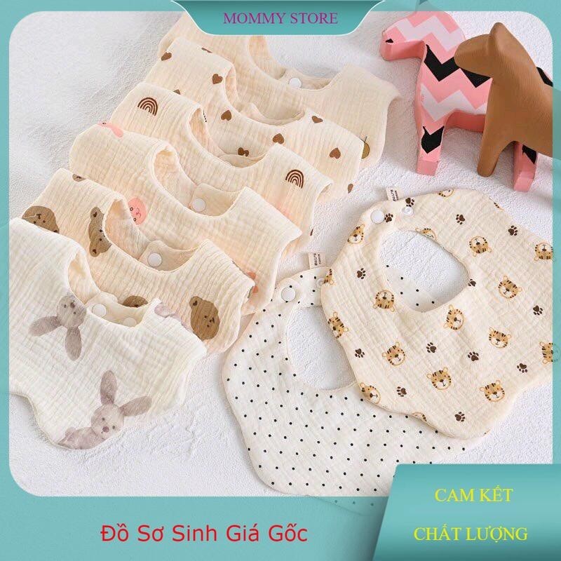 Combo 3/5 Yếm Cổ Vải  Xô Muslin Cao Cấp Cho Bé 2 Nút Điều Chỉnh To Nhỏ Tiện Lợi