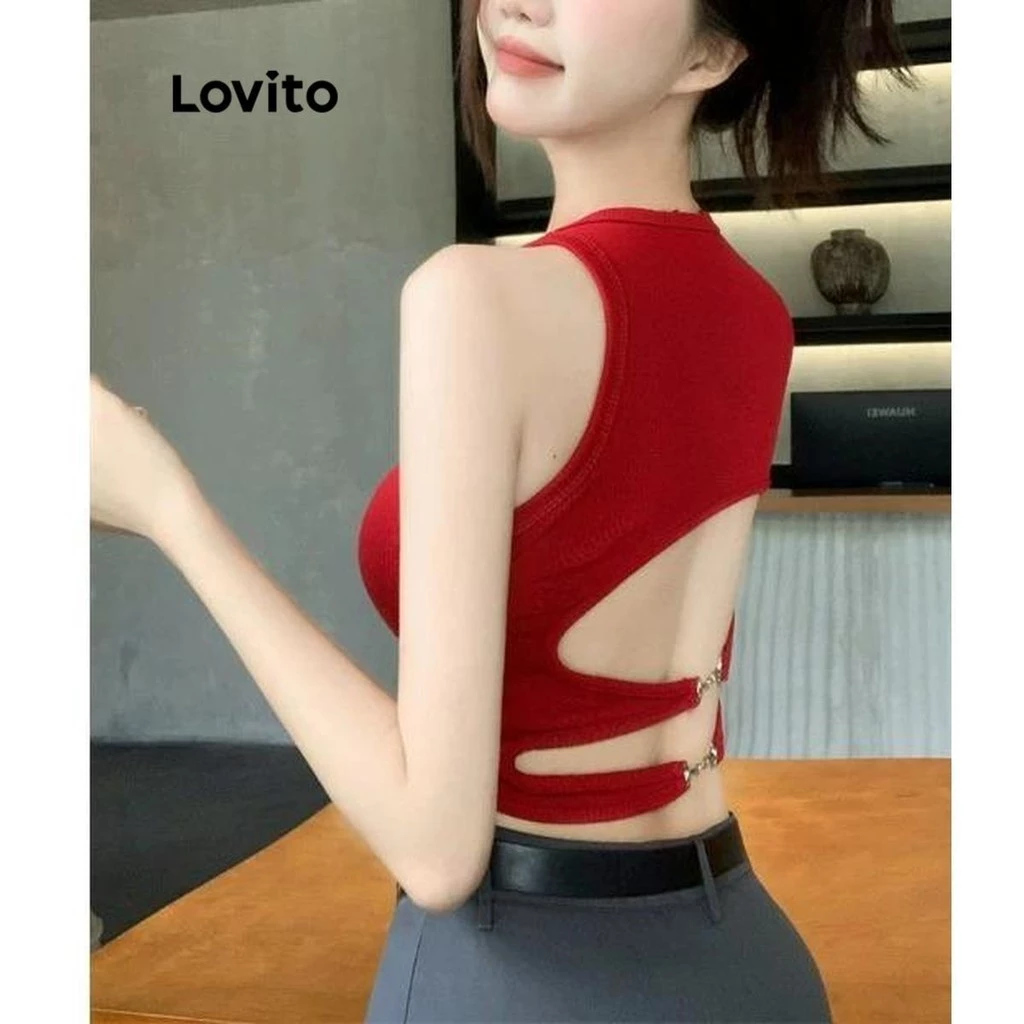 Lovito Áo tank top trơn thường ngày dành cho nữ LNA61195