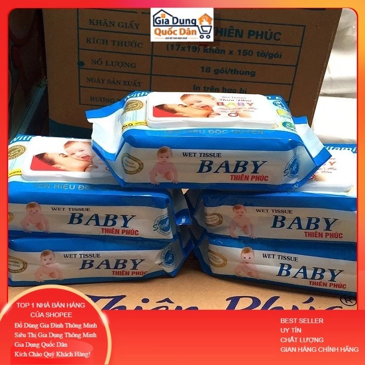 Combo 15 gói Khăn ướt, giấy ướt Baby Thiên Phúc 100 tờ Không mùi Chính Hãng ND999