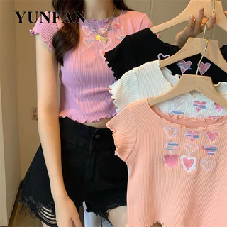 YUNFAN áo phông áo thun nữ croptop baby tee Stylish Xu hướng Dễ thương hàn quốc A29J1HG 15Z240411