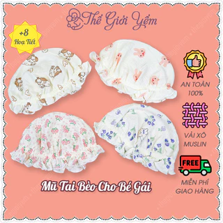 Mũ tai bèo xô muslin 2 lớp cho bé gái Thế Giới Yếm mềm mại thoáng khí cho bé từ 6 tháng đến 18 tháng tuổi