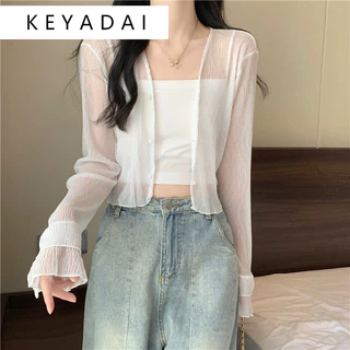 KEYADAI Áo Sơ Mi áo sơ mi nữ áo kiểu hàn quốc Fashion Tối giản phong cách Tinh tế WMJ2440T5H 16Z240418