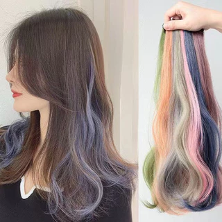 Bộ tóc giả nhuộm tai đầy màu sắc cho tóc xoăn dành cho nữ có thể ủi và uốn cong tự nhiên. Kẹp tóc nhuộm một mảnh để nối tóc