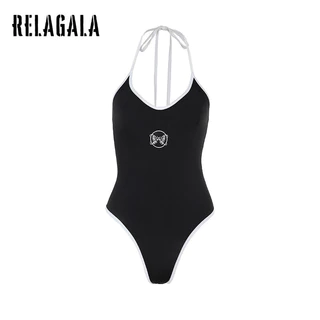 Relagala Nữ 2024 Mới Gợi Cảm Thời Trang Đơn Giản Tương Phản Màu Suspender Bodysuits