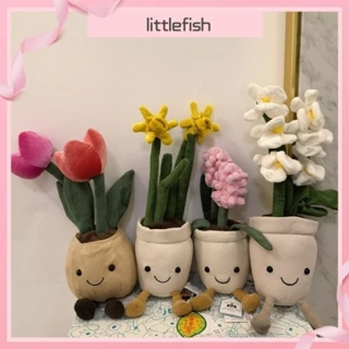 [Littlefish] Jelly 24 Dòng cây trồng trong chậu phong cách mới Hyacinth Đồ chơi sang trọng Narcissus Tulip White Orchid Green Plant Mô phỏng Bó hoa