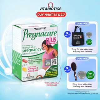 Viên Uống Cho Mẹ Bầu Vitabiotics PREGNACARE PLUS OMEGA-3 Tăng Cường Sức Khỏe Nâng Cao Đề Kháng Hộp 56 Viên