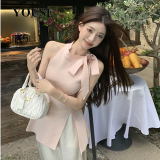 YOUSE Áo 2 dây áo ba lỗ Thời trang hàn quốc Fashion thanh lịch sang trọng cổ điển WMY244111T 17Z240426