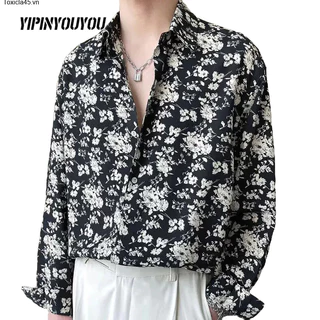 Fashionable long sleeved men's shirt, wide lapel, handsome wide style shirt, fashionable Hong Kong style