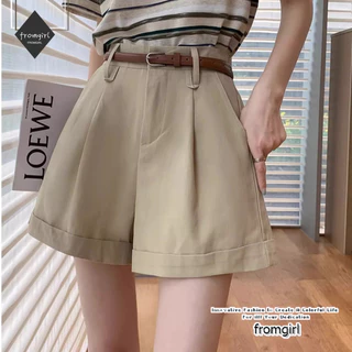 Quần ngắn ống rộng Cotton dành cho nữ mới dáng rộng và mỏng retro quần short thông thường đa năng mùa hè
