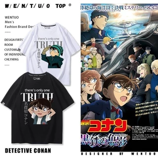 Thám Tử Lừng Danh Conan Anime Đồng Thương Hiệu Hàng Hóa Áo Thun Ngắn Tay Nam Nữ Mùa Hè Cotton Nguyên Chất Thường Ngày Rời Hợp Thời Trang H