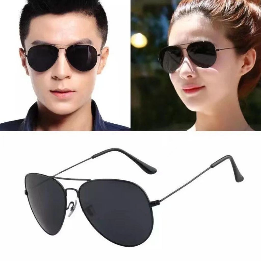 Kính râm nam nữ chống UV phản quang gọng kim loại nhỏ,Mắt kính mát phong cách phi công cổ điển K013