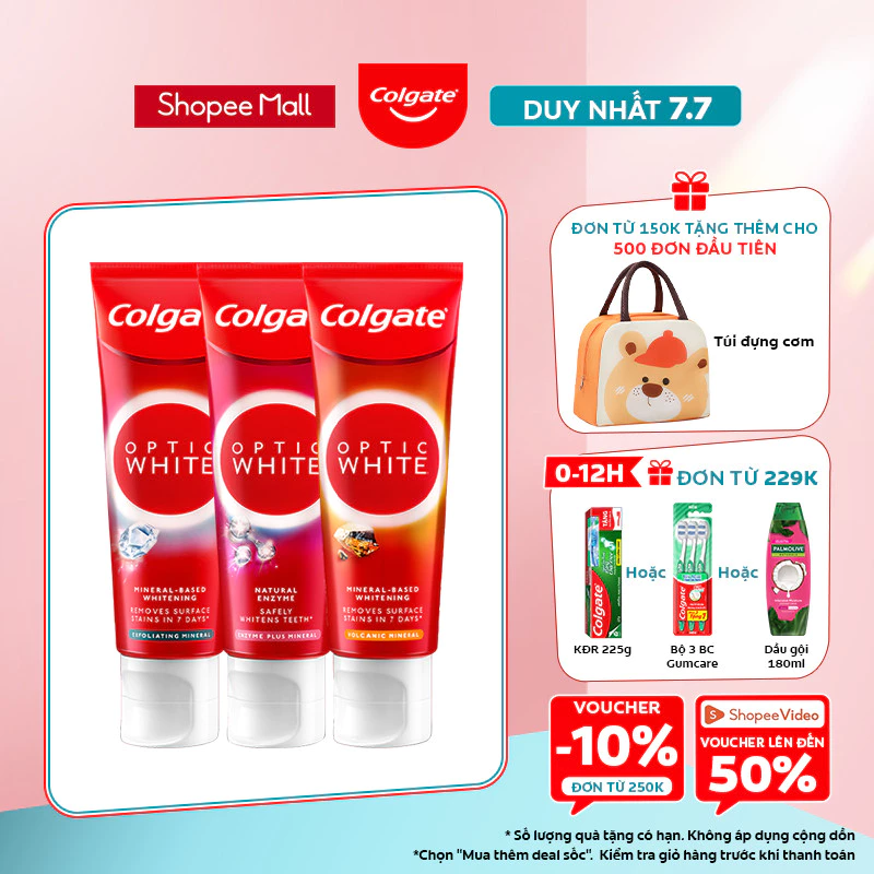 Kem Đánh Răng Colgate Optic White làm trắng sáng răng trong 7 ngày