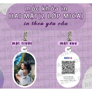 Móc khóa mica in 2 mặt 2 ảnh 2 lớp mica hình ovan, móc khóa in theo yêu cầu, móc khóa mica , quà tặng kỷ niệm, ngày lễ