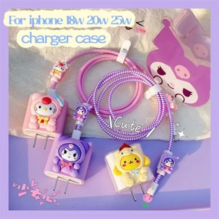 Cho 20w Hoạt Hình Dễ Thương Sanrio Sạc Bảo Vệ Tương Thích Cho iphone 12 13 14pro 15promax Mềm TPU 18w 25w Vỏ Sạc