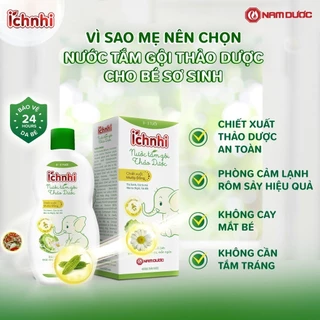 Nước tắm gội thảo dược Ích Nhi lọ 230ml (0-3 tuổi) bảo vệ bé suốt 24h ngừa rôm sảy, hăm da, mẩn ngứa