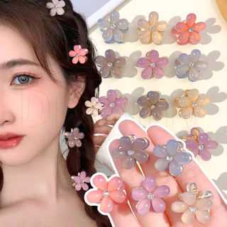 Kẹp tóc Mini hình hoa Opal pha lê - Phong cách INS Hàn Quốc, Ngọt ngào - Móng vuốt tóc đính đá công chúa - Kẹp tóc nổ Y2K - Kẹp tóc Mini cho bé gái - Kẹp tóc trang trí bện cho nữ