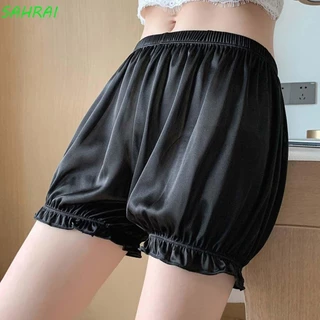 Sahrai An Toàn Quần Ngắn Giải Trí Quần Short Quần Thoáng Mát Mỏng Satin Băng Lụa Xù Đèn Lồng Mùa Hè Bí Ngô Quần Short Quần