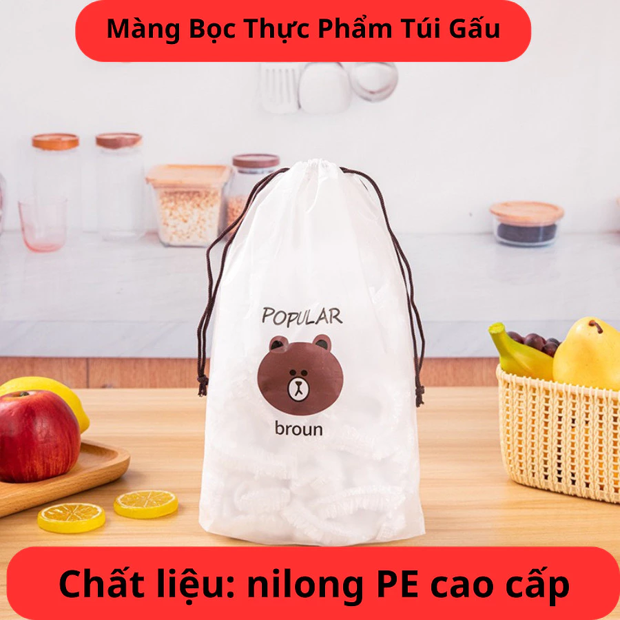 Combo 5 Túi 500 Màng Bọc Thực Phẩm Gấu Đa Năng Cao Cấp Có Chun Co Giãn Có Thể Tái Sử Dụng Gia Dụng Số 1 Việt Nam