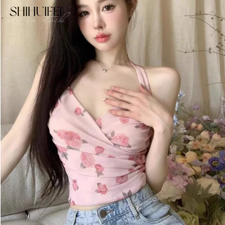 SHIHUIFEI áo croptop Áo 2 dây áo ba lỗ Thời trang hàn quốc độc đáo tráng lệ Thoải mái thông thường WBX2440LVR 15Z240412