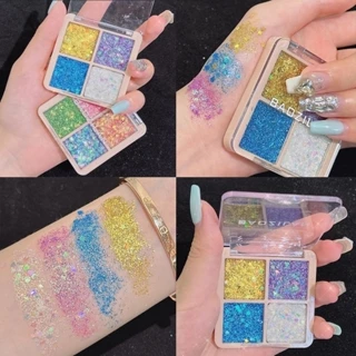 4 màu Sequins Eye Shadow Glittering Gel Stage Makeup Shining Eye Shadow Palette