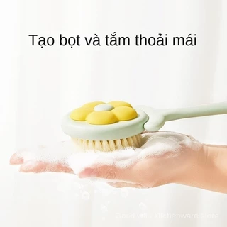 Cọ chà lưng hình bông hoa cute massage tẩy tế bào chết có tay cầm và móc treo tiện lợi - Bàn chải cọ lưng hình hoa 2in1 HXVN42391