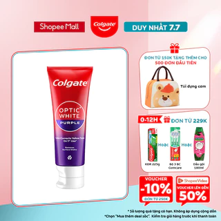 Kem Đánh Răng Colgate trắng răng Optic White Purple 100g công nghệ sắc tím, trung hòa ố vàng tức thì