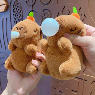 ✨Móc Khoá Capybara✨ Gấu Bông Sáng Tạo Sang Trọng Hồng Thổi Bong Bóng Capybara Sang Trọng Đồ Chơi Hoạt Hình Móc Khóa Búp Bê Học Sinh Schoolbag Mặt Dây Chuyền Nhỏ Quà Tặng