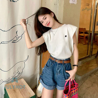 Cool Mùa Hè Retro Sọc Dệt Kim Top Nữ Cổ Tròn Không Tay Rời Vest vn