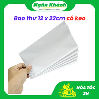 1 Xấp Bao Thư Trắng 12 x 22 cm có keo ( Xấp=100 cái) mã SP000270 - vppngankhanh