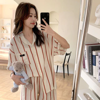 ❤Bộ đồ ngủ nữ ❤Mùa Hè pijama Phong Cách Mới Nữ Dây Đeo VaiMỏng Quần Short Dễ Thương Homewear