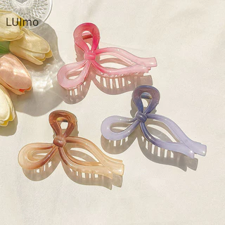 Luimo 13cm Nơ Thời Trang Vuốt Tóc Kẹp Màu Trơn Rỗng Streamer Nơ Nhựa Tóc Móng Vuốt Kẹp Tóc Phụ Kiện Cho Nữ Cô Gái SBS