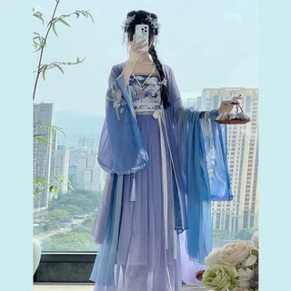 Hanfu chính hãng < Purple Dream Cloud Smoke > Bài hát được làm chùa khô dài eo Váy dài mùa xuân mùa hè phong cách thu