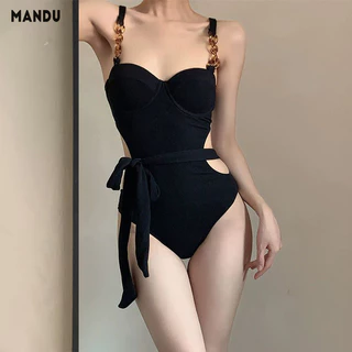 Mandu Đồ bơi mới dành cho nữ bikini gợi cảm ngực nhỏ tập hợp siêu cổ tích suối nước nóng kỳ nghỉ rỗng áo tắm hở lưng
