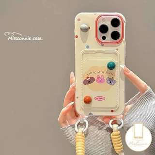 Phim Hoạt Hình 3D Búp Bê Gấu Thỏ Dễ Thương Chó Con Tương Thích Cho IPhone 11 15 13 12 14 Pro Max 7Plus XR X XS Max 6 15 6s 7 8 Plus SE 2020 Đôi Dây Khe Cắm Thẻ