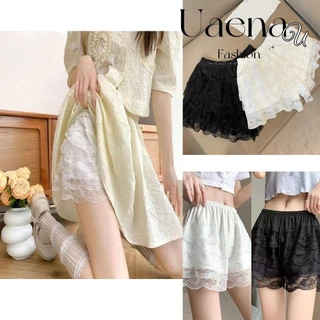 Quần an toàn ren hoa UAENAU, Quần short ren mềm Quần lót Petticoat, Quần short dáng rộng Lolita Quần short dáng rộng công chúa chống va đập mùa hè