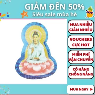 Bộ 2 Miếng dán decal Phật Bà Quan Âm tọa sen