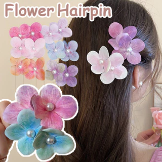 Kẹp Tóc Ngọc Trai Phong Lan Đôi - Mũ Bohemia - Kẹp Tóc Bên Hoa Vải - Kẹp Tóc Bên Bãi Biển Bangs - Phalaenopsis Hair Barrette - Phong Cách Ins Hàn Quốc, Cổ Tích, Ngọt Ngào, Thanh Lịch