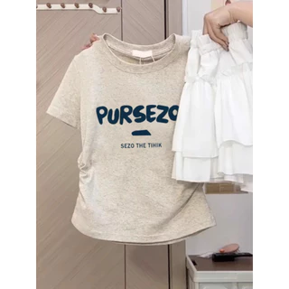 【100% cotton 】Áo baby tee Áo Thun ôm body Áo y2k In chữ Slim-Fit Fit Thiết kế vai trước ngắn tay T