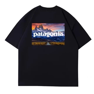 Áo thun Cotton Patagonia ngoài trời họa tiết giản dị in chữ Cặp đôi đa năng thông thường
