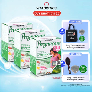 Combo 3 Hộp Viên Uống Cho Mẹ Bầu Vitabiotics PREGNACARE PLUS OMEGA-3 Tăng Cường Sức Khỏe Nâng Cao Đề Kháng Hộp 56 Viên