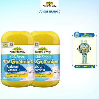 Combo 2 Hộp Kẹo Dẻo Vi Chất Canxi Cho Bé Nature's Way Kids Smart Vita Gummies Calcium + Vitamin D 60 Viên/hộp