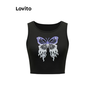Lovito Áo ba lỗ hình bướm thông thường dành cho nữ LSE02009