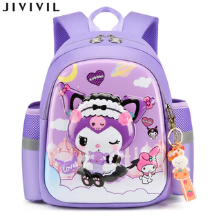 Jivil Ba Lô Trẻ Em Mẫu Giáo Anime Dễ Thương Hoạt Hình Kuromi Stitch Nylon Chống Thấm Nước Dung Tích Lớn Bền Ba Lô