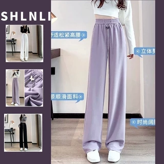 Quần thể thao mỏng ống rộng lụa băng mùa xuân hè dành cho nữ Size lớn M-6XL