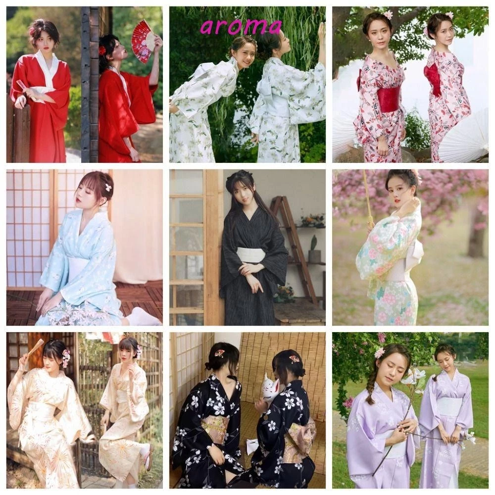 Đầm Kimono AROMA Sakura Girl, In hoa phong cách Nhật Bản Kimono truyền thống Nhật Bản, Đồng phục Nhật Bản sang trọng Châu Á Mới Phong cách Nhật Bản Yukata Áo choàng tắm