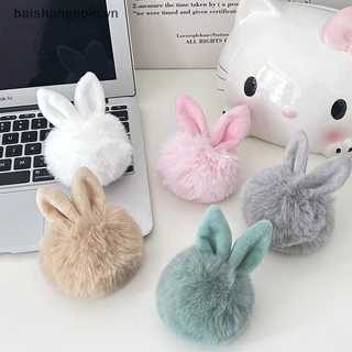 Bevn Kawaii Tai Thỏ Pompom Móc Khóa Mềm Lông Tơ Bóng Móc Khóa Lông Thú Bóng Chìa Khóa Nữ Tính Dễ Thương Túi Mặt Dây Chuyền Trang Trí BEVN