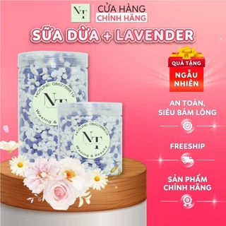 [CHE TÊN] Sáp Wax Lông Nóng Mix Lavender + Sữa Dừa NTWAXING Chuyên Wax Bikini, Nách Mùi Thơm Nhẹ Nhàng Tặng Que Gỗ